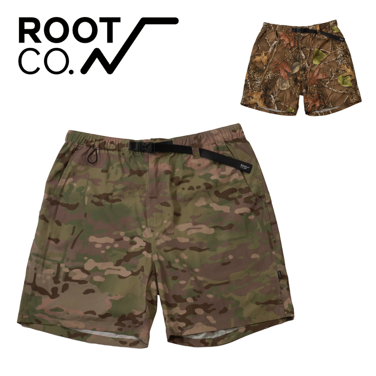 ROOT CO. ルートコー PLAY STRETCH UTILITY Shorts マルチカム リアルツリー M L XL ショートパンツ メンズ キャンプ アウトドア