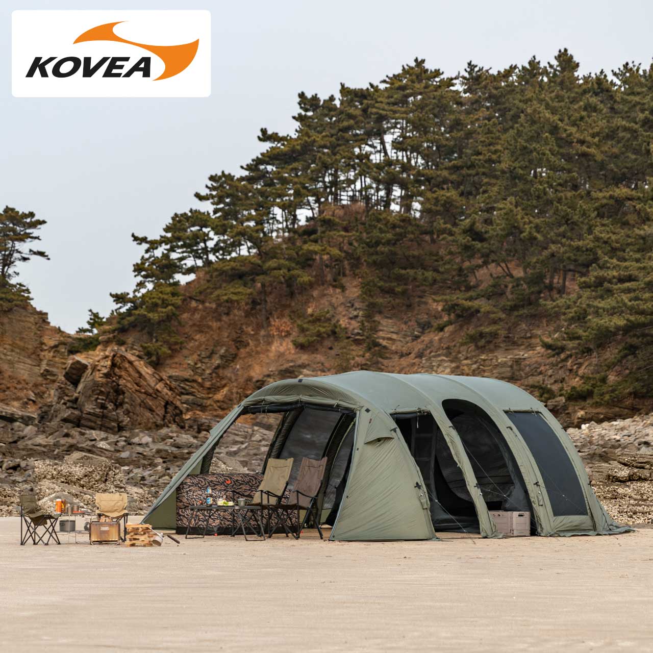 【取っておく売りわたす5月1日から受け付け取りかかる】【決まり売りわたす】KOVEA コベア Ghost Phantom Air Moss green ゴーストファントムエアー モスグリーン エア湖幕屋 大型 5人用 水平坑幕屋 エア湖揚水機内蔵 飾り気の無い組み立て ファミリーキャンプ 雨合羽 TPU風窓 前室惜しみ無い フルセット スポーツ・アウトドア-テント-テント・タープ