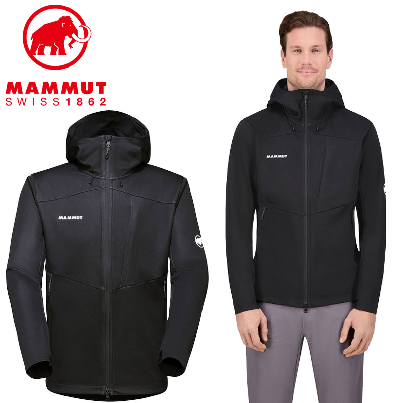 【日本置き目インポート売りわたす品】 MAMMUT マムート Ultimate VII SO Hooded Jacket AF Men アルティメット ホンブルグ帽外殻 フーテッド 上衣 Black 黒いこと メンズ EURO L大きさ(ASIA XL大きさ) アウトドアお召しもの トップス