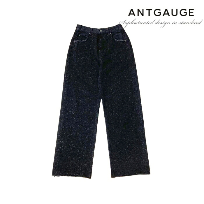 【SALE 40%OFF】ANTGAUGE アントゲージ ツイード調ジーンズ ジャガード織 ストレートシルエット デニム パンツ ボトムス レディース C2376