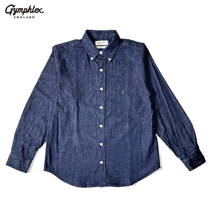 Gymphlex ジムフレックス レディース ライトデニム ボタンダウンシャツ 長袖シャツ B.D. SHIRT L/S　GY-B0197 SDM　[ポイント10倍]｜alo ONLINE SHOP