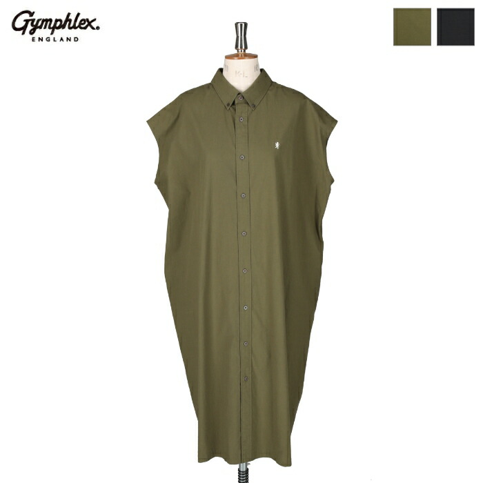 【SALE 30%OFF】Gymphlex ジムフレックス レディース コットン スリーブレス ボタンダウンシャツワンピース ミモレ丈 SLEEVELESS B.D. SHIRT DRESS　GY-B0246 TYO　2026SS新色/再入荷｜alo ONLINE SHOP
