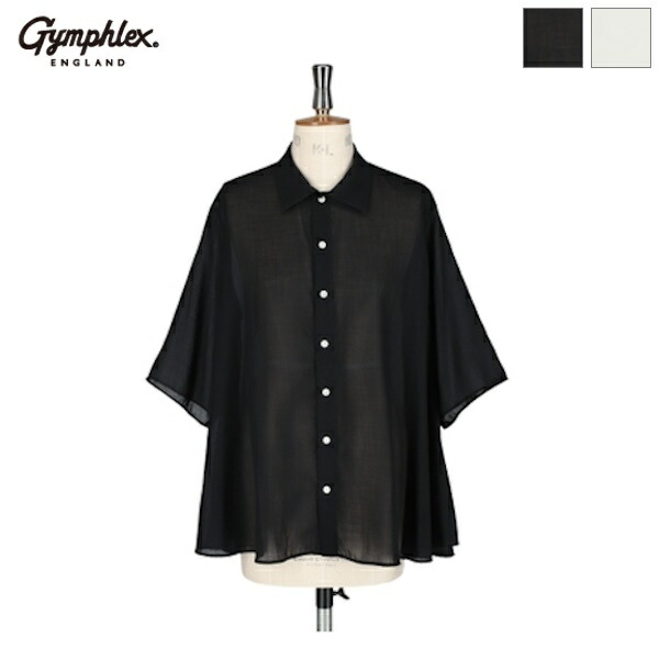 【SALE 30%OFF】Gymphlex ジムフレックス レディース シースルーシャツ フレアシルエットブラウス 半袖 REGULAR COLLAR SHIRT S/S　GY-B0249 SSO