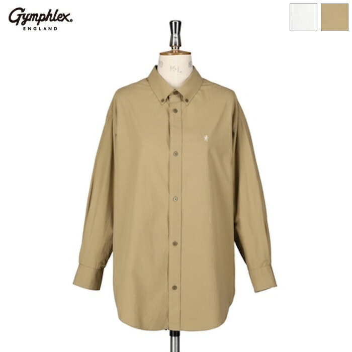 Gymphlex ジムフレックス レディース コットン ボタンダウン 長袖ワイドシャツ B.D. WIDE SHIRT L/S　GY-B0308 TYO　[ポイント10倍]