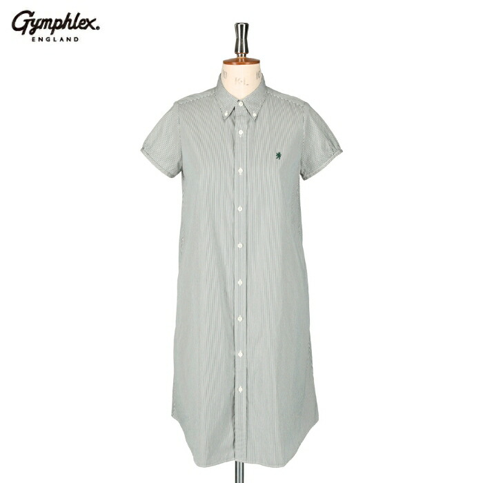 【SALE 30%OFF】Gymphlex ジムフレックス レディース コットンストライプ フレンチスリーブシャツワンピース ボタンダウン FRENCH SLEEVE DRESS GY-G0118 KBS 2026SS新作|alo ONLINE SHOP