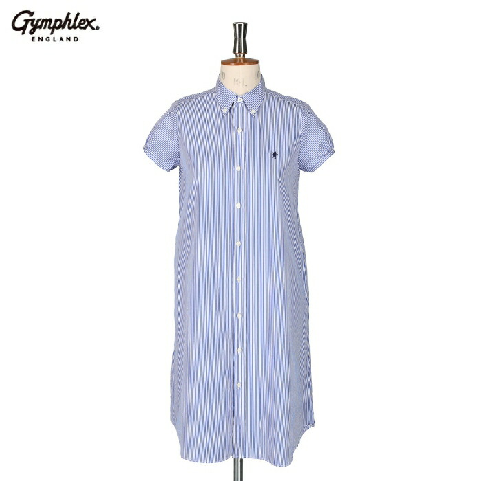【SALE 30%OFF】Gymphlex ジムフレックス レディース コットンストライプ フレンチスリーブシャツワンピース ボタンダウン FRENCH SLEEVE DRESS GY-G0118 MGS 2026SS新作|alo ONLINE SHOP
