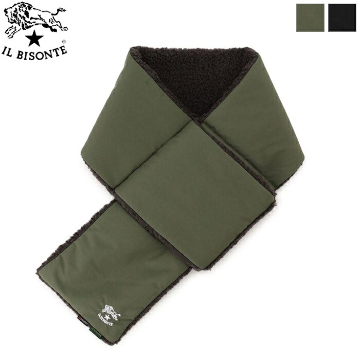 IL BISONTE イルビゾンテ ユニセックス パデットマフラー ボア 中綿マフラー ロゴ刺繍入り シンプル カジュアル MUFFLER　54252309381　日本正規代理店商品