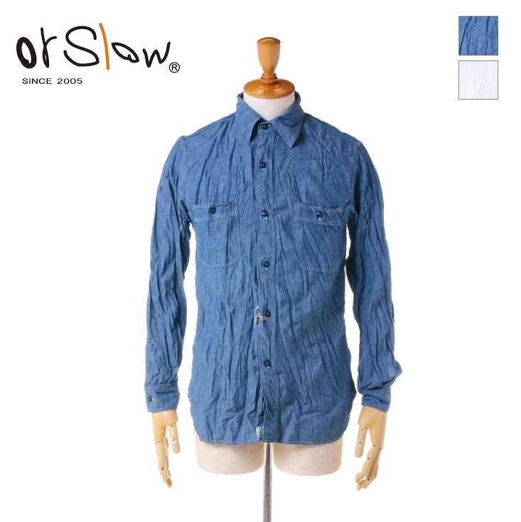 orSlow オアスロウ メンズ コットン シャンブレーシャツ CHAMBRAY WORK SHIRT 01-8070　[ポイント10倍]