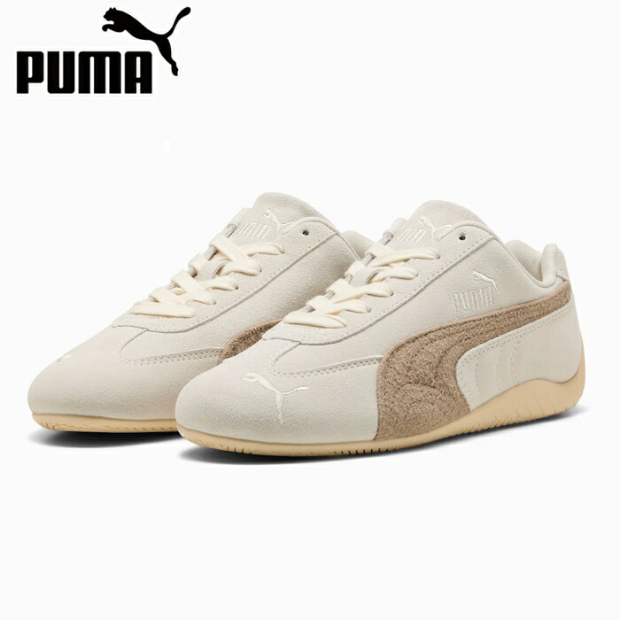 【2026SS新作】PUMA プーマ ウィメンズ スピードキャット エレベーテッド スニーカー シューズ 靴 刺繍 Warm White-Ice Coffee SPEEDCAT ELEVATED W　403619_01　[ポイント10倍]