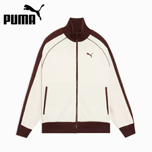 【2026SS新作】PUMA プーマ ユニセックス T7 トラック ジャケット JP ホワイト×ブラウン アウター カジュアル スポーティ スポーツ メンズ レディース　631209_89 Alpine Snow-Chocolate Brown　[ポイント10倍]