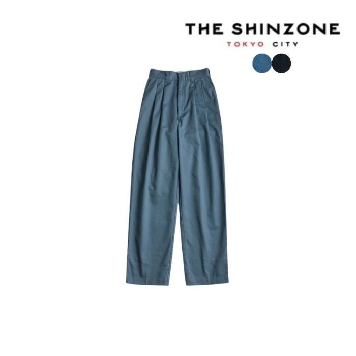 THE SHINZONE ザ シンゾーン TOMBOY PANTS トムボーイパンツ タックパンツ ハイウエスト ツータック ブラック ライトブルー レディース　20AMSPA64　[ポイント10倍]