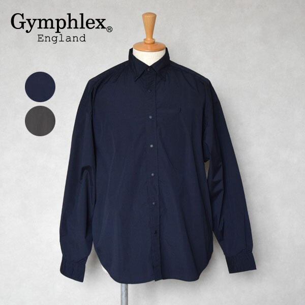 メンズ Gymphlex 体育館フレックス ナイロンボタンダウンシャツジャケット  長袖プルオーバー  GY-B0375DNT