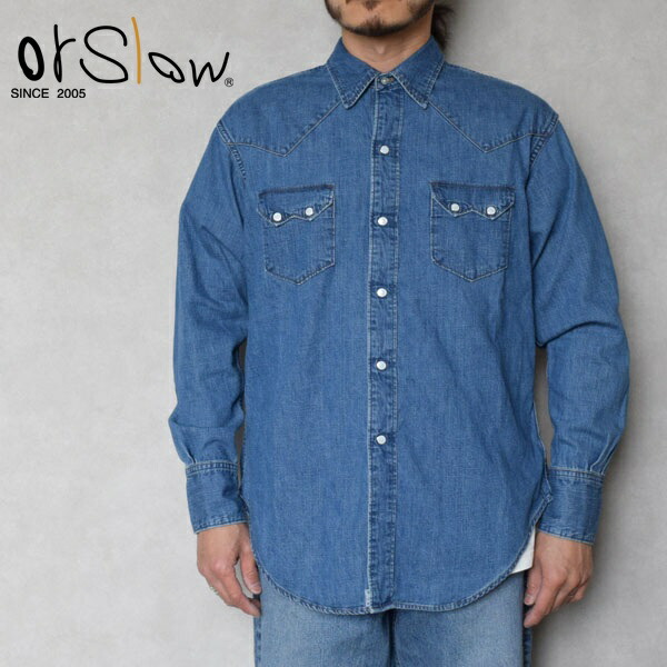 メンズ Orslow オアスロウ   WESTERN SHIRT DENIM USED デニムウエスタンシャツ 01-8124-95