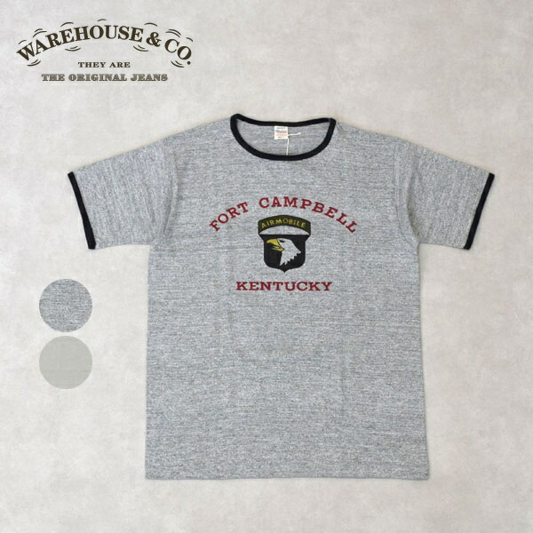 メンズ　WAREHOUSE　ウエアハウス　粗挽きスラブ糸 シャドーボーダー FORT CAMPBELL RINGER TEE Tシャツ　リンガーTシャツ 4059 FORT CAMPBELL