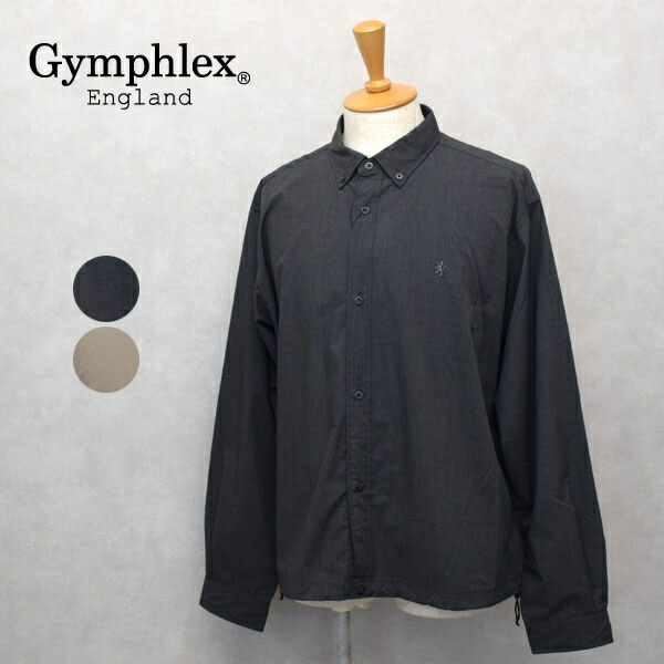メンズ Gymphlex 体育館フレックス L/S SHORT B.D SHIRT T/R TYPERITER オーバーサイズシャツ  ショートボタンダウン長袖プルオーバー GY-B0316TOI