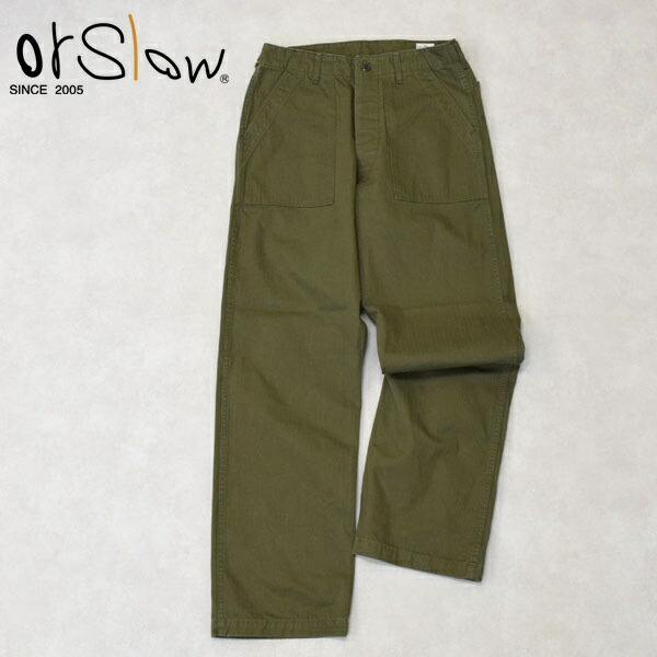 メンズ Orslow オアスロウ  ヴィンテージフィット ファティーグパンツ ベイカーパンツ HERRINGBONE VINTAGE FIT FATIGUE ミリタリーズボン下 03-V5002-76