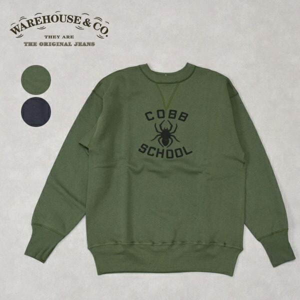 メンズ WAREHOUSE 御召しもの住みか Lot 401COBB 刷り上げる SET IN FLAT SEEM クルースウェット 裏起毛 401 COBB