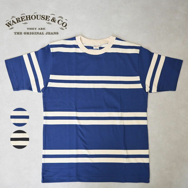 メンズ WAREHOUSE ウエアハBORDER TEEウス  半袖 労働者の一団のど首 間借り人T  プルオーバー Lot 4113 S/S BORDER TEE