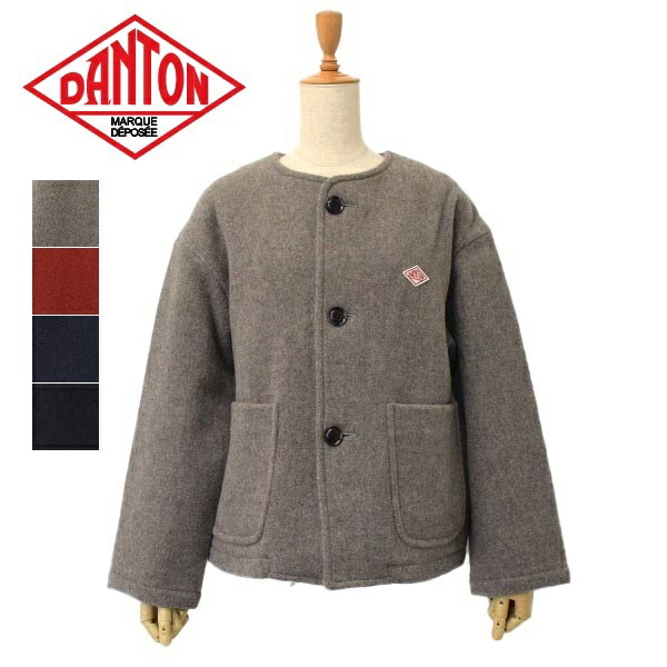 DANTON　ウールモッサ　メルトン　ノーカラーコート DANTON ウールモッサ メルトン ノーカラーコート ダントン DANTON