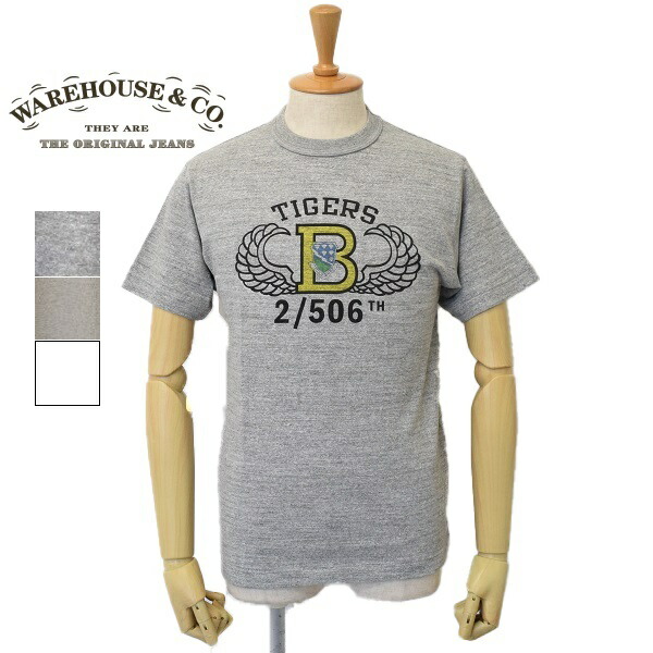 メンズ　WAREHOUSE　ウエアハウス　　半袖　クルーネック　フロント プリント　Tシャツ　TIGERS 4601