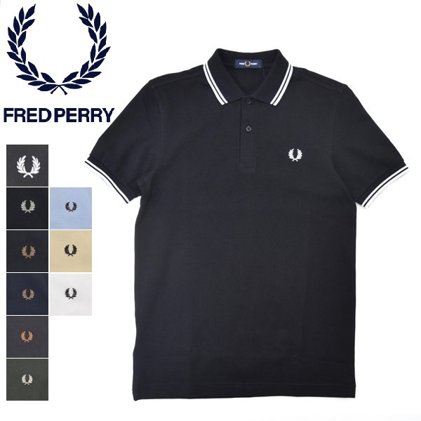 黒 フレッドペリー FREDPERRY ポロシャツ ワンポイント 刺繍 ロゴ FRED PERRY/フレッドペリー] ツインティップライン ワンポイント