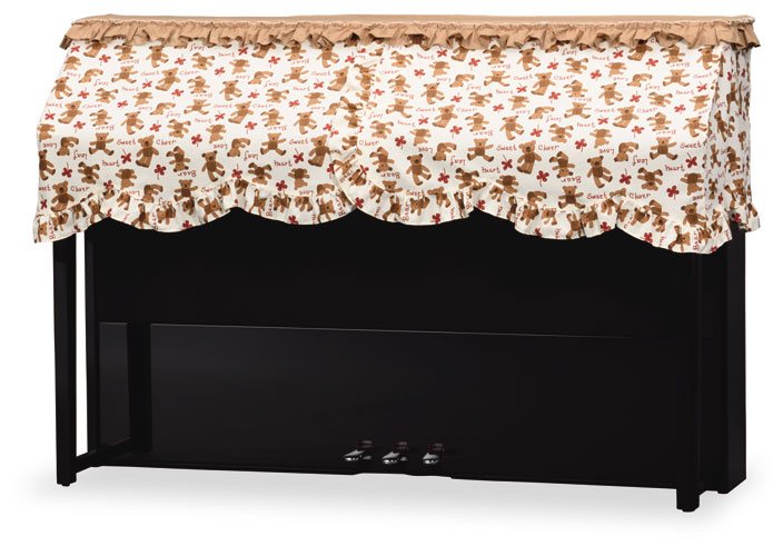 吉澤　デジタルピアノ・コンソールピアノ用ハーフカバー（ピアノケープ）　DPC-560BR　クマ柄プリント　ブラウン系　【受注生産】　ピアノカバー