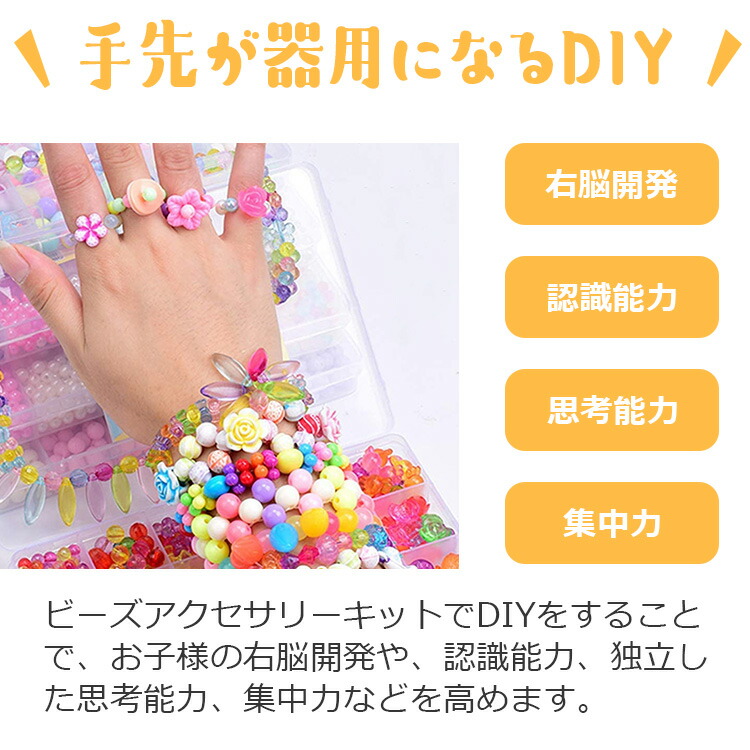 楽天市場 ポイント2倍 期間 04 23 00 04 28 01 59 子ども ビーズキット アクセサリー ビーズ キット アクセサリービーズキット 24種類 大容量 ビーズセット カチューシャ付き ネックレス ブレスレット収納ケース付 Diy 女の子 知育玩具 紐通し Basecoast 楽天