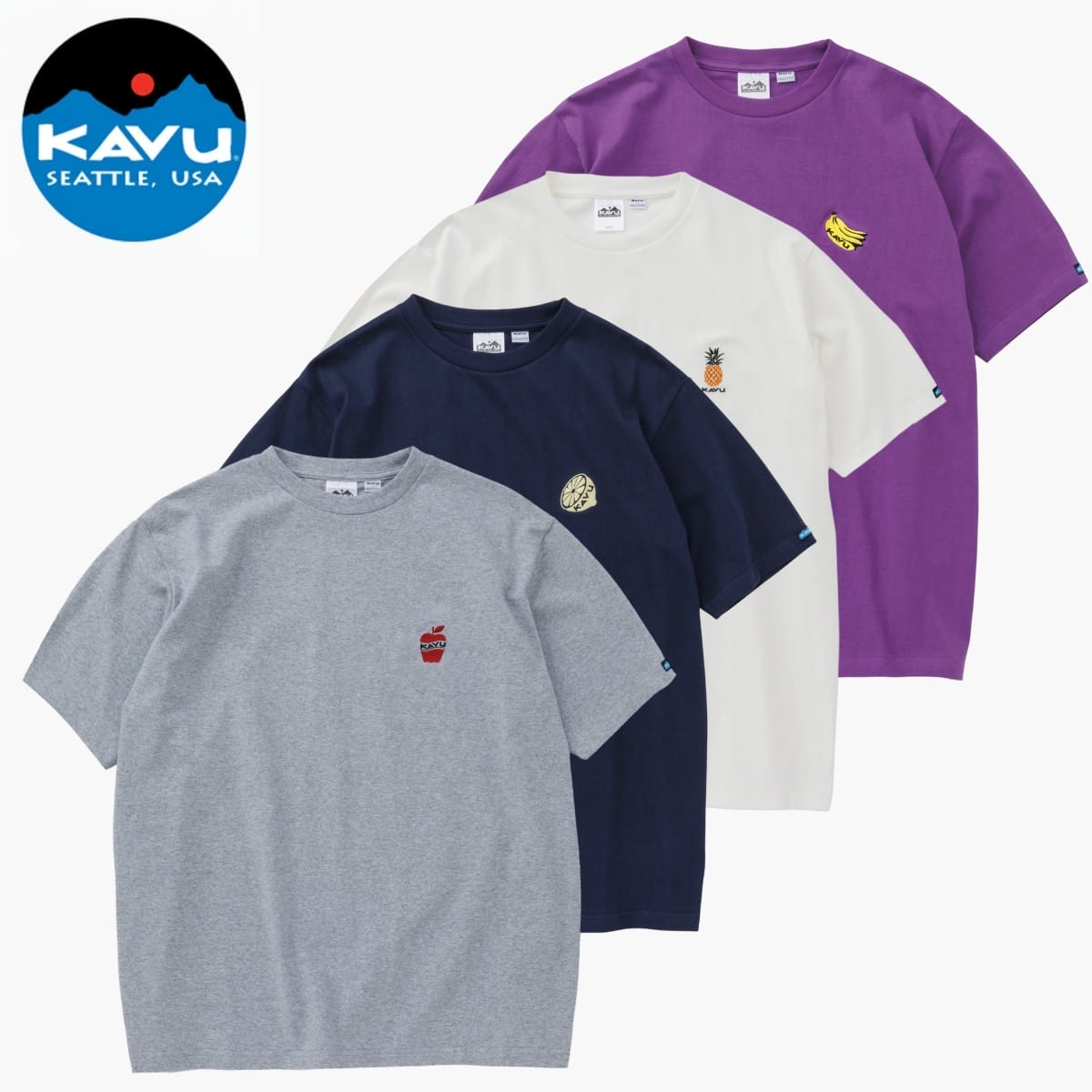 【 KAVU カブー ワンポイント Tee 】 胸元にちょこんと刺繍されたフルーツのモチーフ