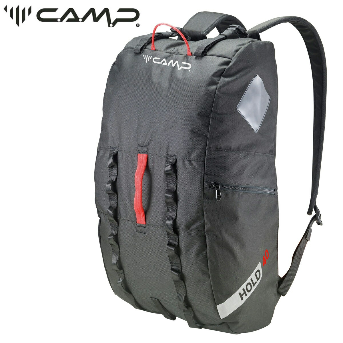 【 CAMP カンプ HOLD 40 】 600Dのポリエステル生地でタフ 背負い面を汚す心配がないジップ機構 取り回しの良い視認性の高い複数のハンドルと荷物をクリップできるデイジーチェーン