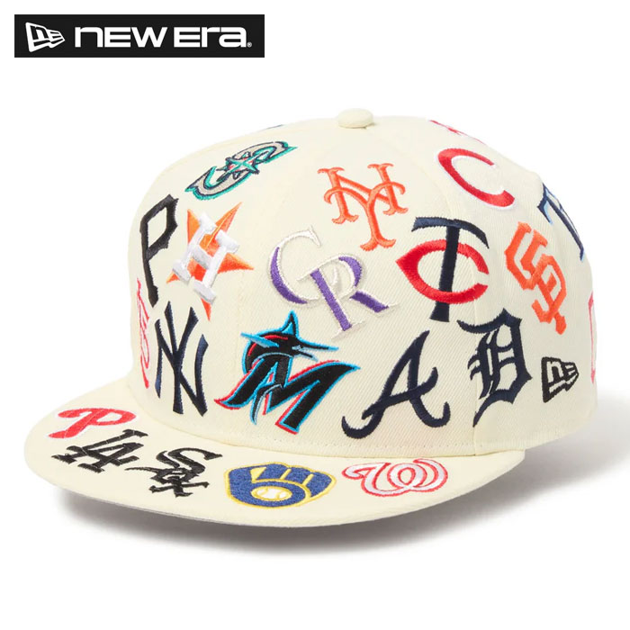 限定 NEW ERA ニューエラ ベースボールキャップ アジャスター メジャーロゴ 刺繍 9FIFTY Team Logo Allover MLB クローム 14667804 era25fw