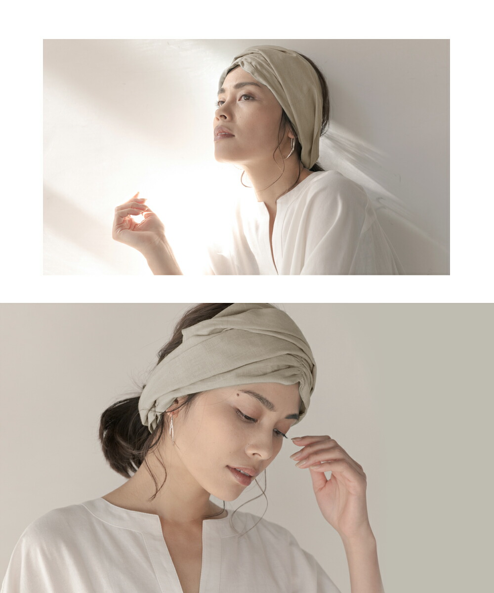 楽天市場 送料無料 1 000円均一 Ribou リネン ターバン ヘア