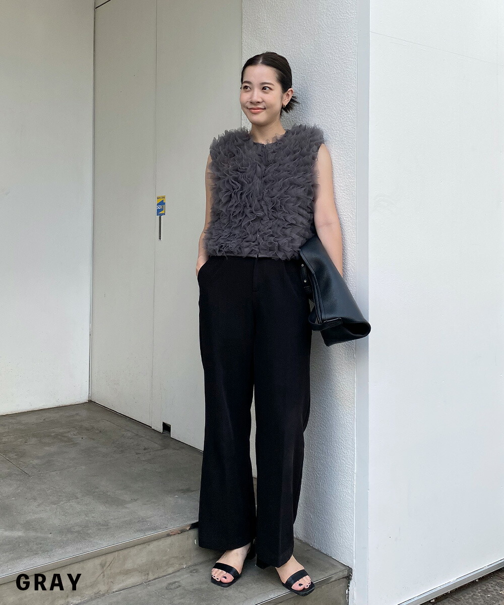 et.UNiVER グレーオケージョンドレス チュールトップス ベスト et.UNiVER グレーオケージョンドレス チュールトップス ベスト