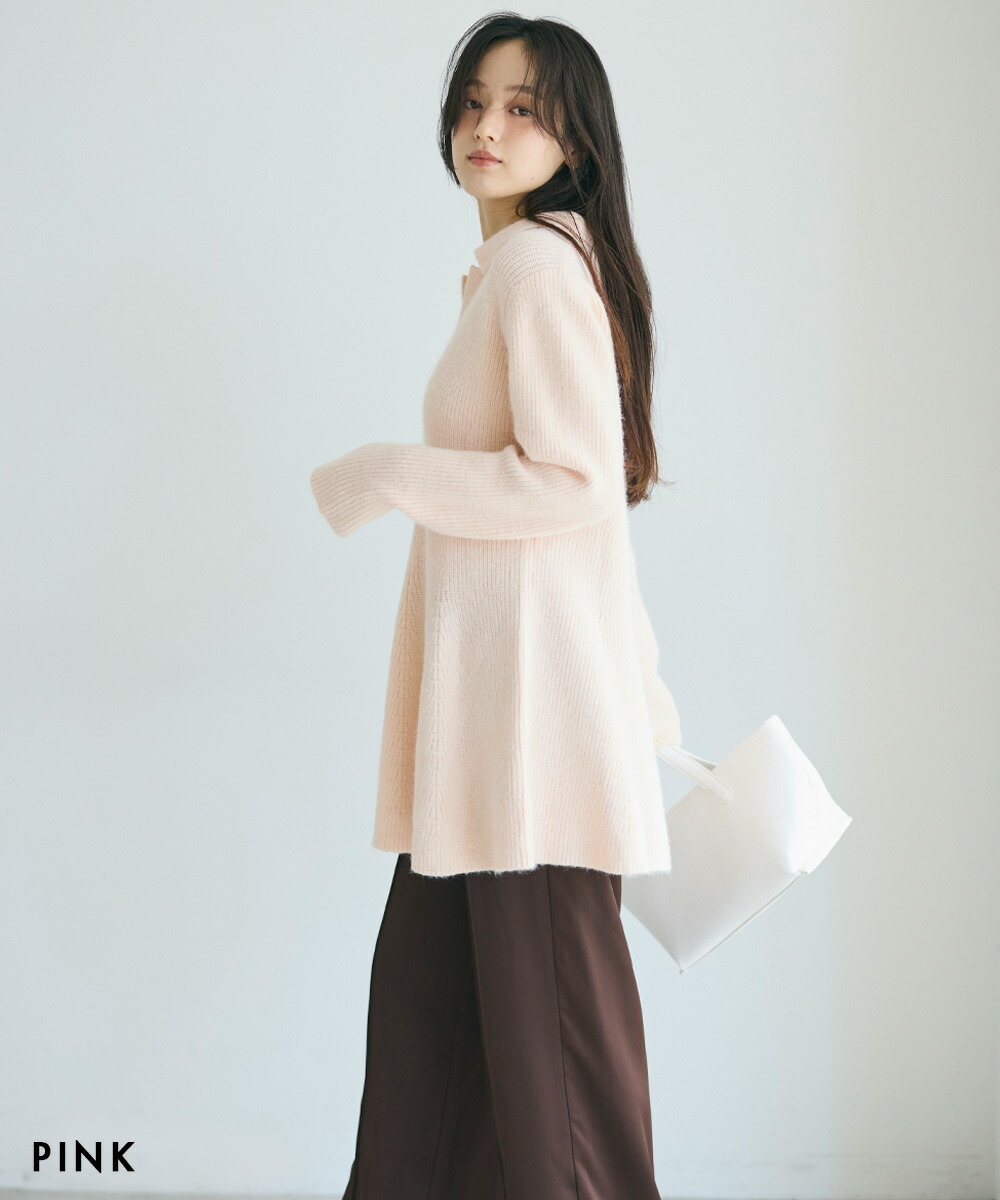 ma_sa　スラックス&ペプラムニット 襟付きペプラムニット ｜ レディース ニット ペプラムトップス 襟付き