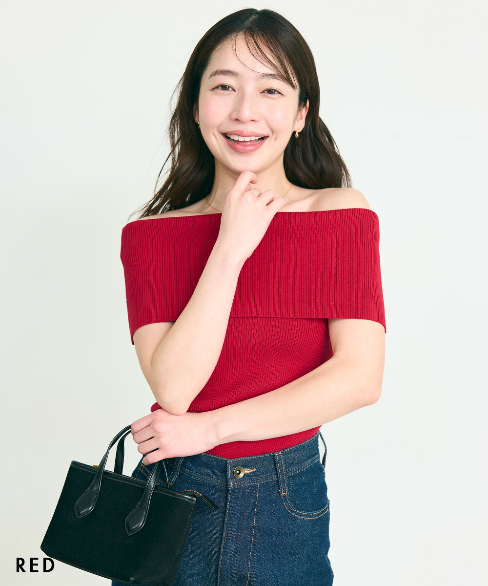 オフショルダーノースリニット|オフショルダー オフショル オフショルニット ニットトップス ボーダーニット ノースリ ノースリーブ トップス ニット 春 夏 リブ リブニット 大人 |【宅配便】soku