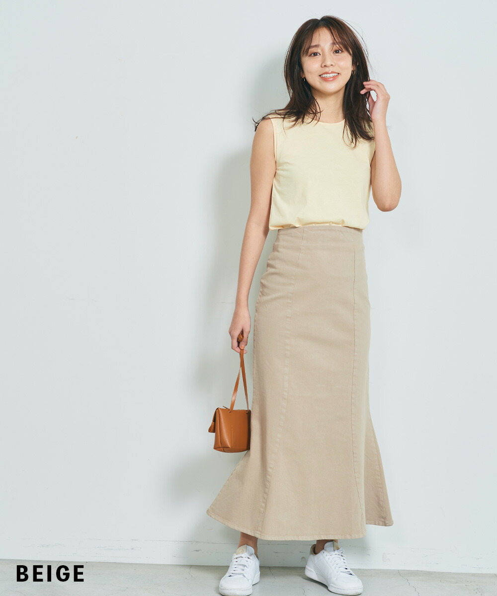 レディース デニム スカート 細見え スリム