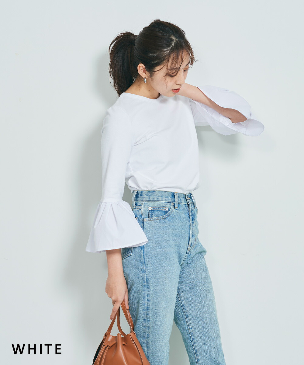 レディース トップス フリル 袖 カットソー