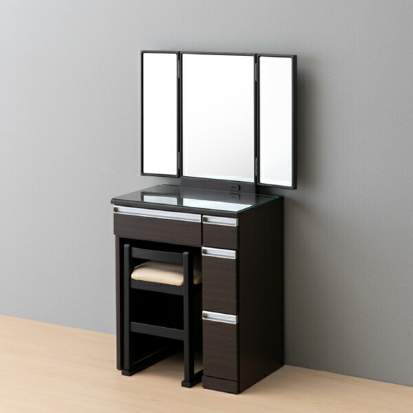 収納 ドレッサー 化粧台 鏡台 コンパクト 完成品 椅子付き 女優ミラー 三面鏡 コンセント付き おしゃれ かわいい 化粧 ダークブラウン 幅60 Jorno 60 Dresser 3 Menkyo Dbr Isseiki 101 Monitor Systems Com