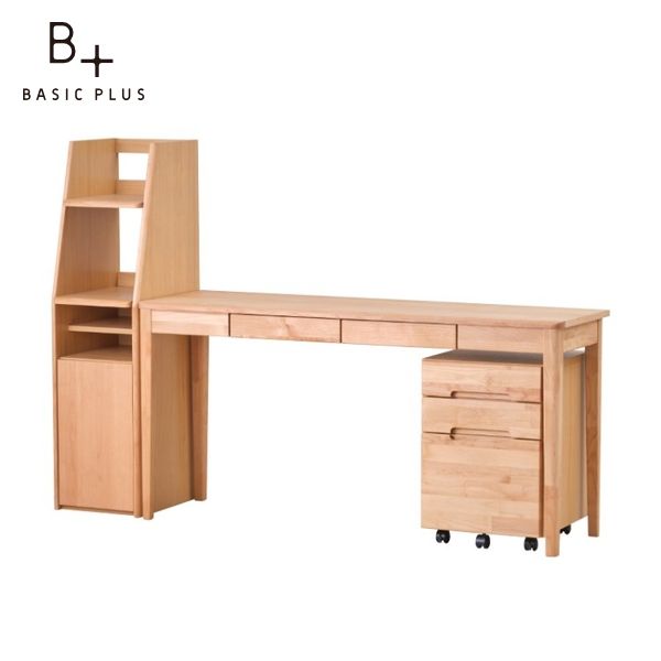 学習セット　学習　デスク　スリム　収納　3点SET　ナチュラル　ISSEIKI　アルダー材　101-02868　ラック　オイル仕上げ　キャスター　木製　ワゴン　おしゃれ　引出し　150cm.　2人用　北欧　机　【SET】CONFI