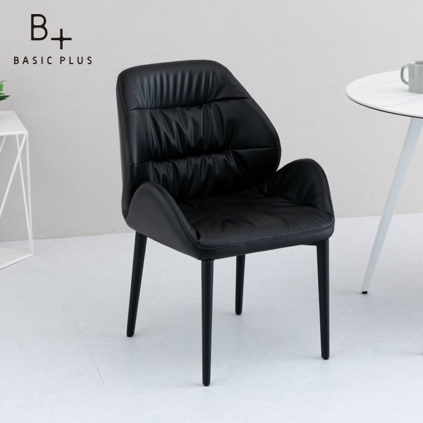 ダイニングチェア ブラック 布張り ギャザー 椅子 LUME DINING CHAIR BK 218-00111