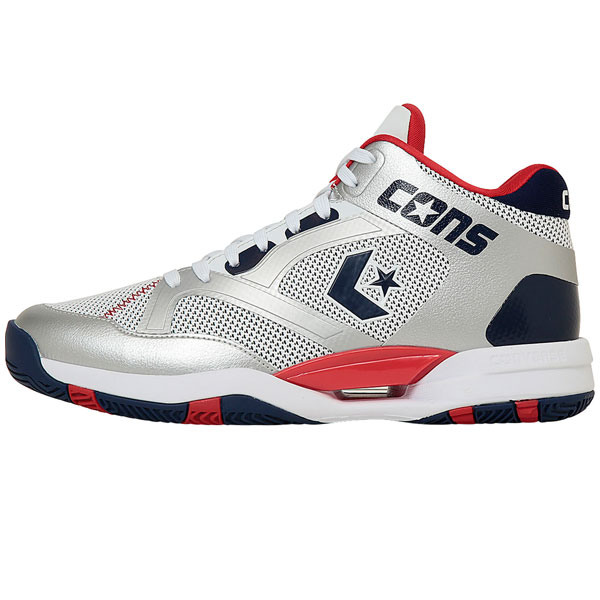 コンバース CONS ACCELERATOREV MID バッシュ (ユニセックス/25cm～27.5cm) 【SILVER/NAVY/RED】CONVERSE コンズ バスケットボールシューズ コンズ 富樫勇樹