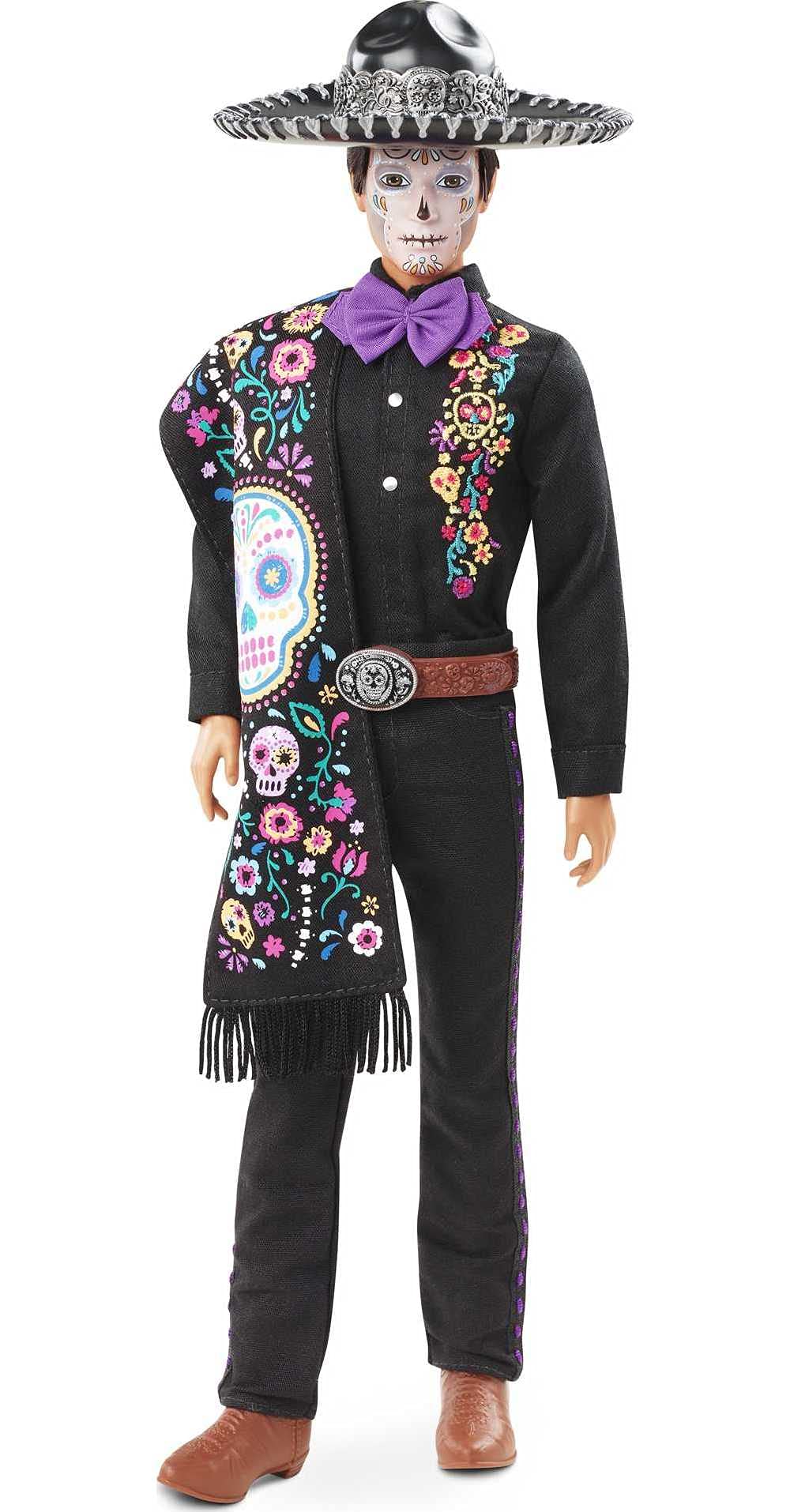 Barbieバービー 2021 死者の日 Kenドール（12インチ） 刺繍シャツ セラーペ＆ソンブレロ着用 カラベラフェイスペイント コレクター向けギフト｜Basqueバスク