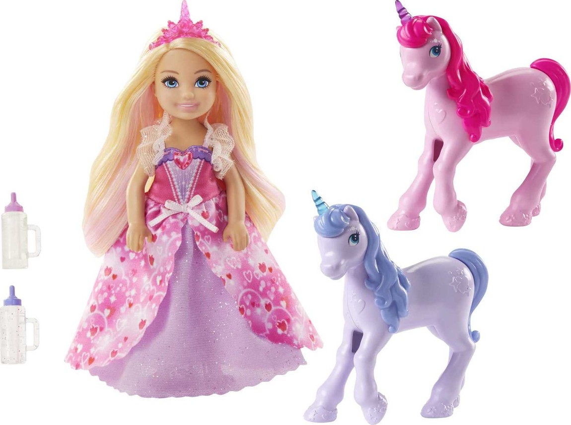 バービー ドリームトピア チェルシー プリンセス ドール 赤ちゃんユニコーン2体 プレイセット 着せ替え人形 おもちゃ｜Basqueバスク 10,150円