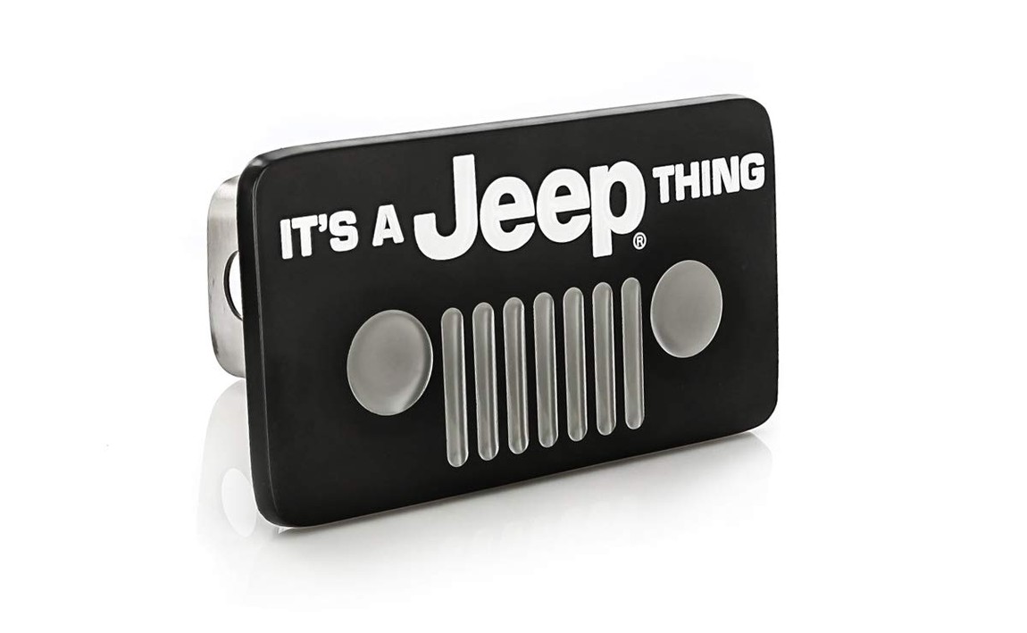 Jeep純正 ヒッチカバー It's a Jeep Thing ロゴ入り ブラックパウダーコート ステンレス 2インチ 汎用|Basqueバスク