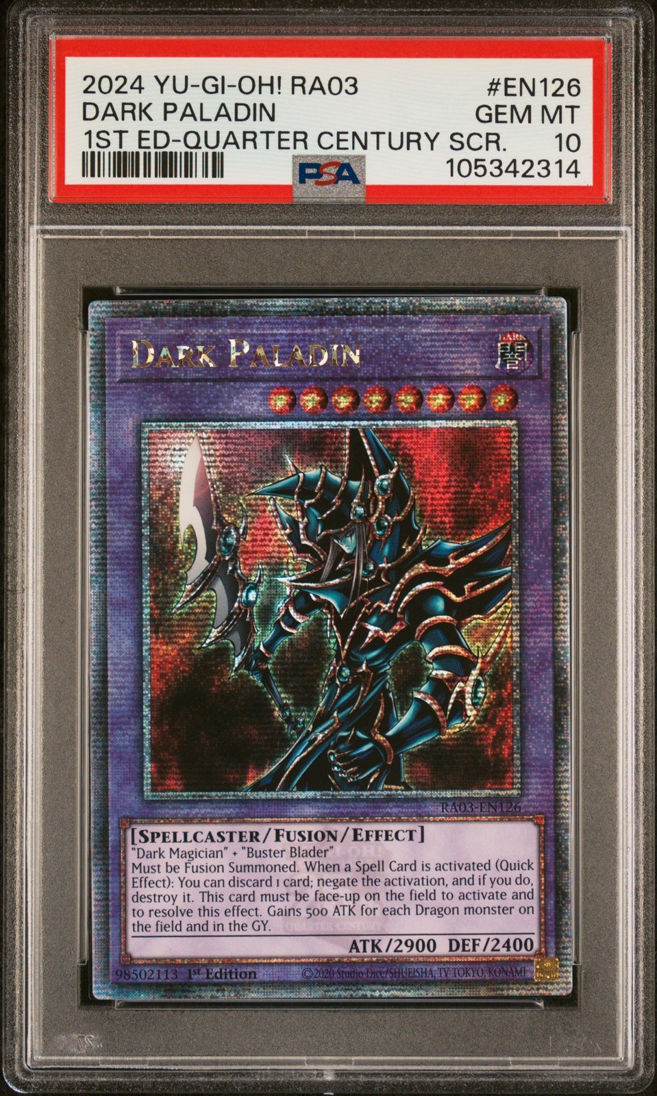 遊戯王英語版 2024 RA03-QUARTER CENTURY BONANZA DARK PALADIN EN126 PSA 10 鑑定済【中古】｜Basqueバスク
