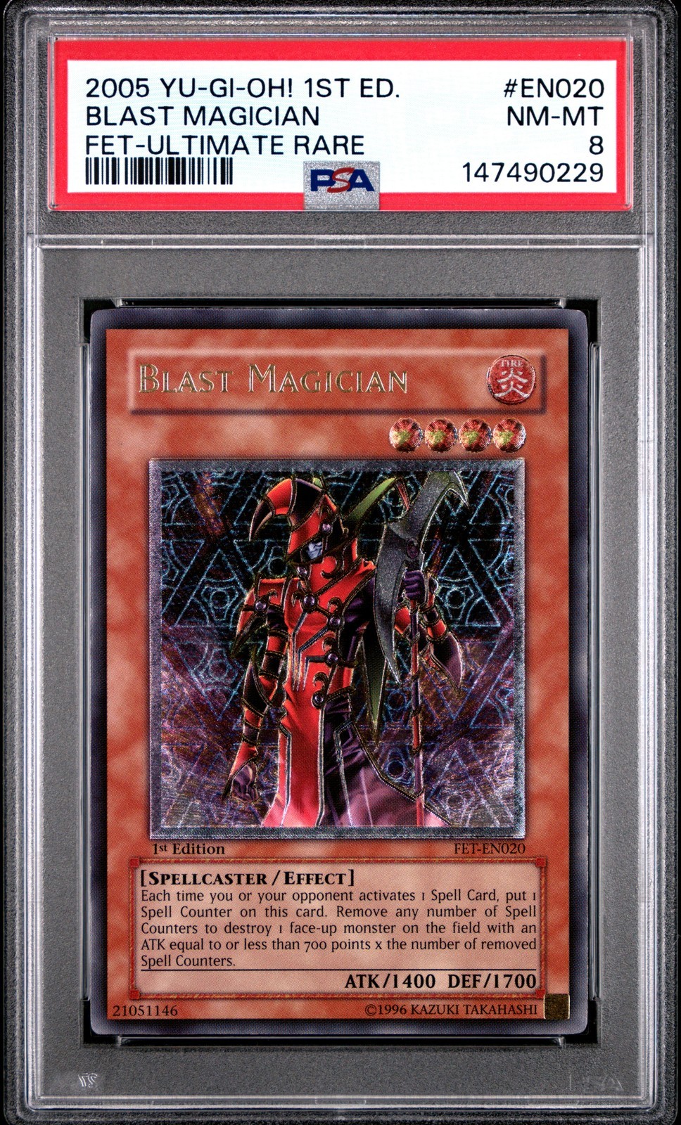 遊戯王英語版 2005 FET-FLAMING ETERNITY ブラスト・マジシャン BLAST MAGICIAN #EN020 PSA 8 鑑定済【中古】｜Basqueバスク