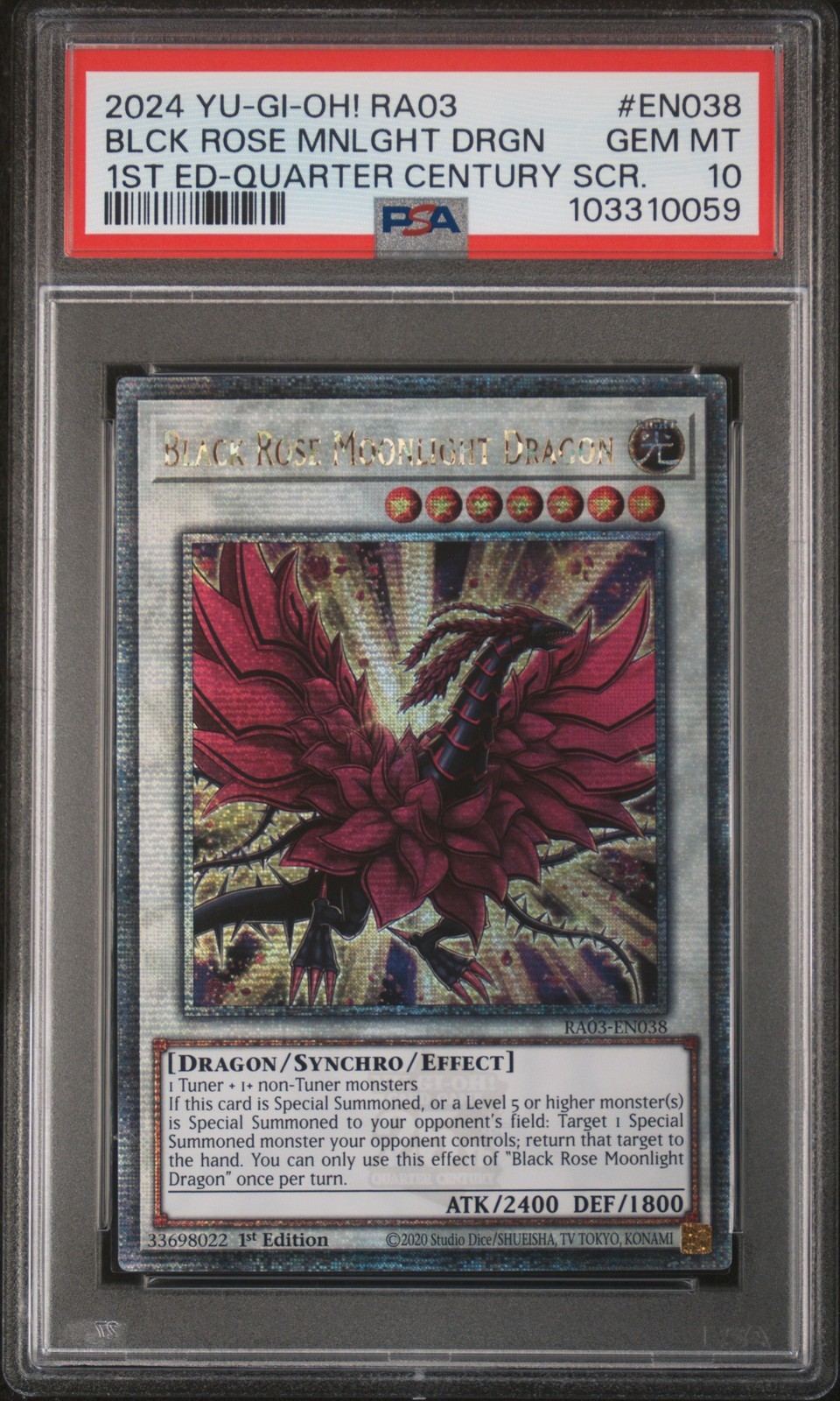 遊戯王英語版 2024 RA03-QUARTER CENTURY BONANZA BLACK ROSE MOONLIGHT DRAGON ブラック・ローズ・ムーンライト・ドラゴン PSA 10 鑑定済【中古】|Basqueバスク