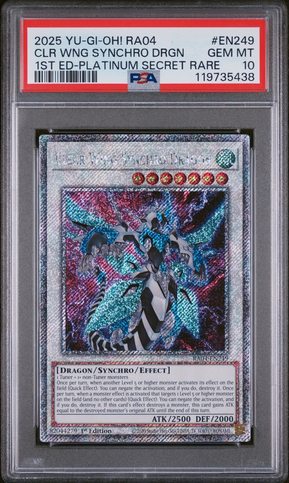 遊戯王英語版 2025 RA04 Quarter Century Stampede Clear Wing Synchro Dragon PSA 10 鑑定済【中古】|Basqueバスク