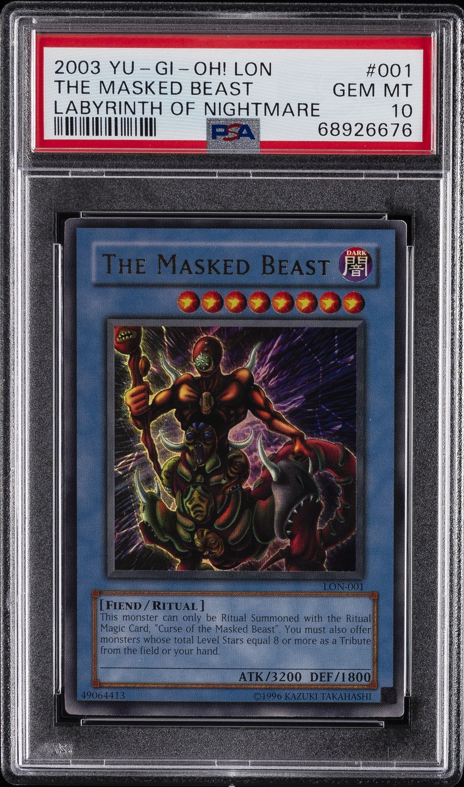 遊戯王英語版 2003 LON-LABYRINTH OF NIGHTMARE THE MASKED BEAST #001 PSA 10 鑑定済【中古】｜Basqueバスク 52,740円