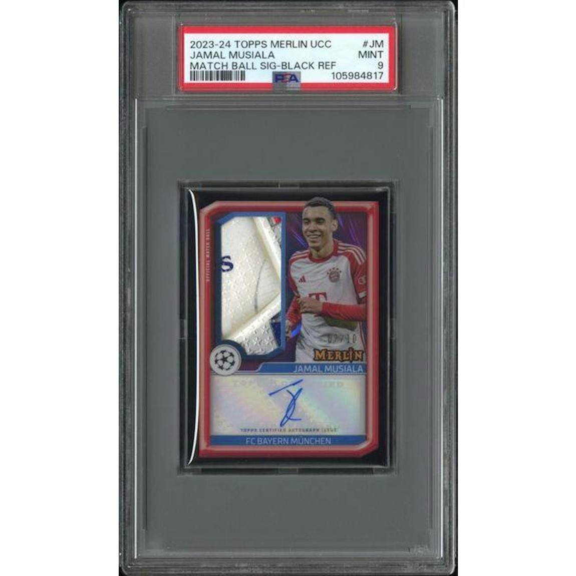 サッカー 2023-24 Topps Merlin ジャマル・ムシアラ Black Refractor Match Ball Auto 7/10 PSA 9 鑑定済【中古】｜Basqueバスク