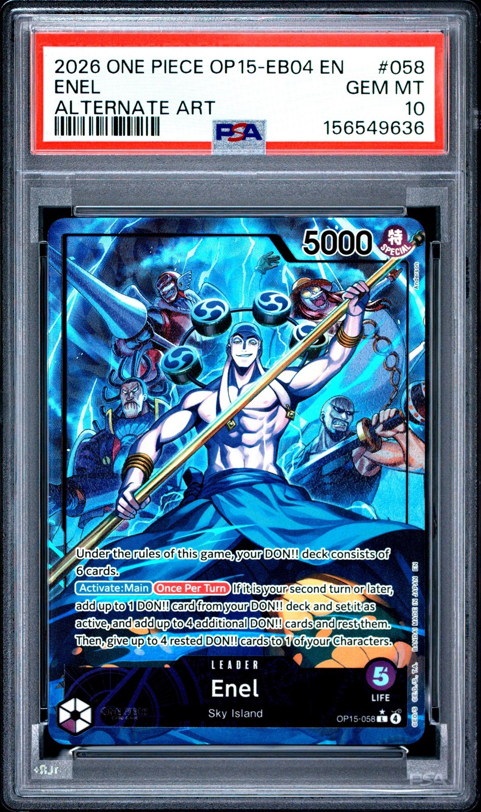 ワンピース英語版 2026 OP15-EB04-ADVENTURE ON KAMI'S ISLAND ENEL ALTERNATE ART EB04 PSA10 鑑定済【中古】｜Basqueバスク
